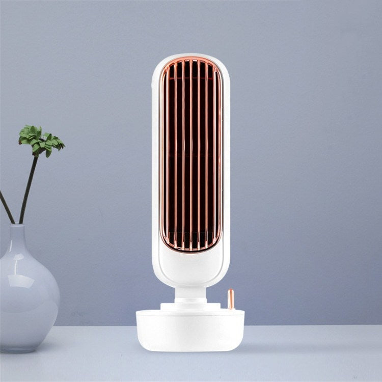 Retro Humidification Tower Fan USB Leafless Fan Water Cooling Spray Humidification Desktop Fan Cooler White