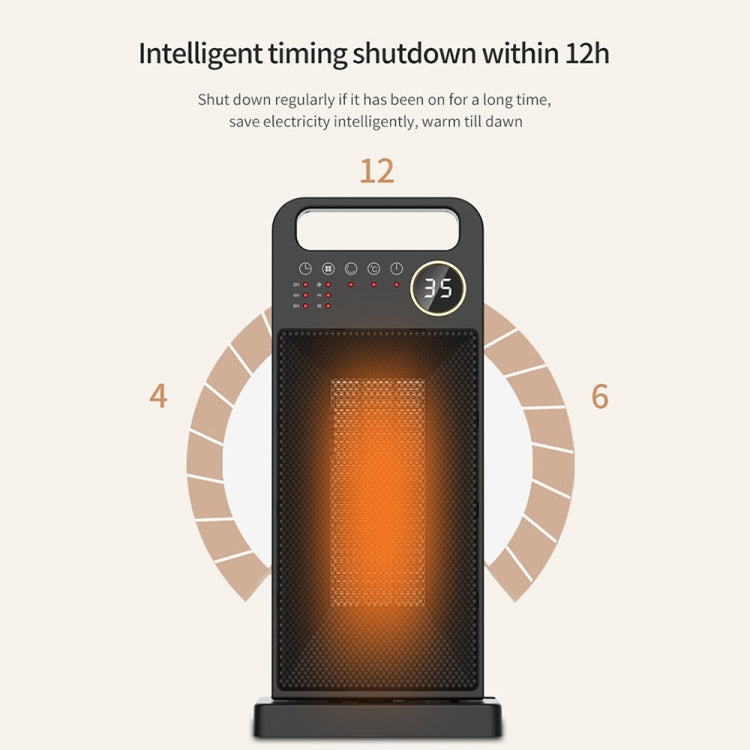 LCD Digital Display Rotary Remote Control Heater PTC Ceramic Heating Heater Spec EU Plug Black