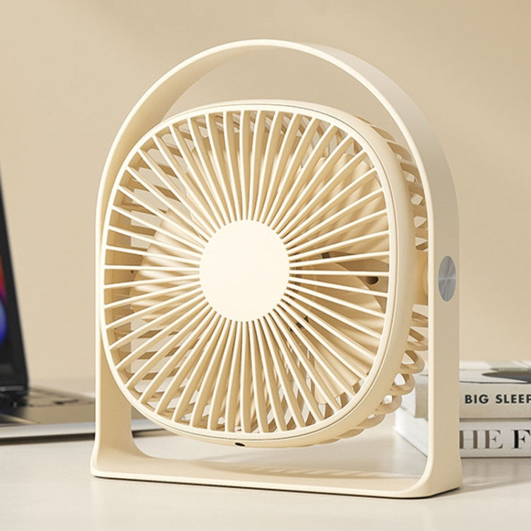Lightweight USB Charging Nightlight Desktop Fan Summer Office Student Outdoor Multifunctional Small Fan Beige