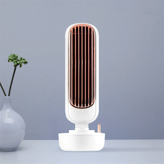 Retro Humidification Tower Fan USB Leafless Fan Water Cooling Spray Humidification Desktop Fan Cooler White