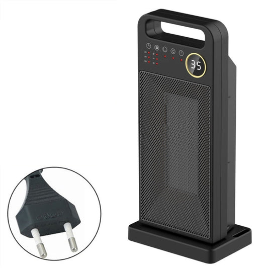 LCD Digital Display Rotary Remote Control Heater PTC Ceramic Heating Heater Spec EU Plug Black