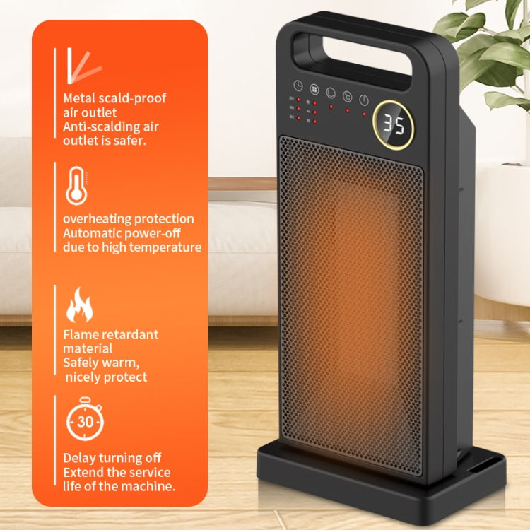 LCD Digital Display Rotary Remote Control Heater PTC Ceramic Heating Heater Spec EU Plug Black