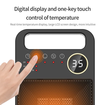 LCD Digital Display Rotary Remote Control Heater PTC Ceramic Heating Heater Spec EU Plug Black