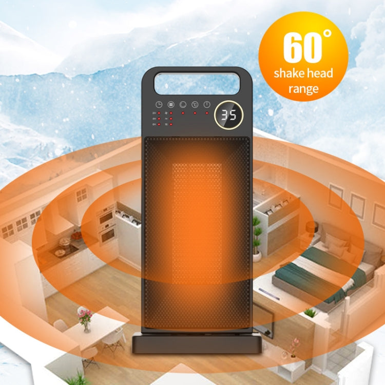 LCD Digital Display Rotary Remote Control Heater PTC Ceramic Heating Heater Spec EU Plug Black