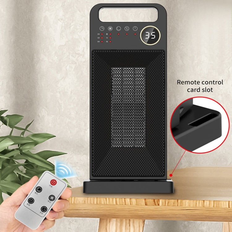 LCD Digital Display Rotary Remote Control Heater PTC Ceramic Heating Heater Spec EU Plug Black
