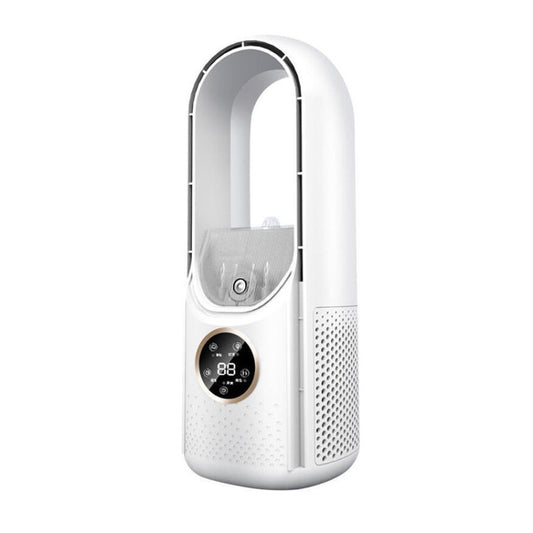 Desk Bladeless Humidification Electric Fan Six Gear Adjustable with LED Light Timing Function White